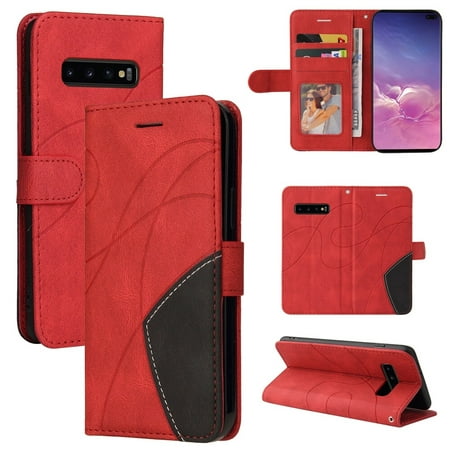 Case for Samsung Galaxy S10 Plus Leather Wallet Book Flip Folio Stand View Cover - Red