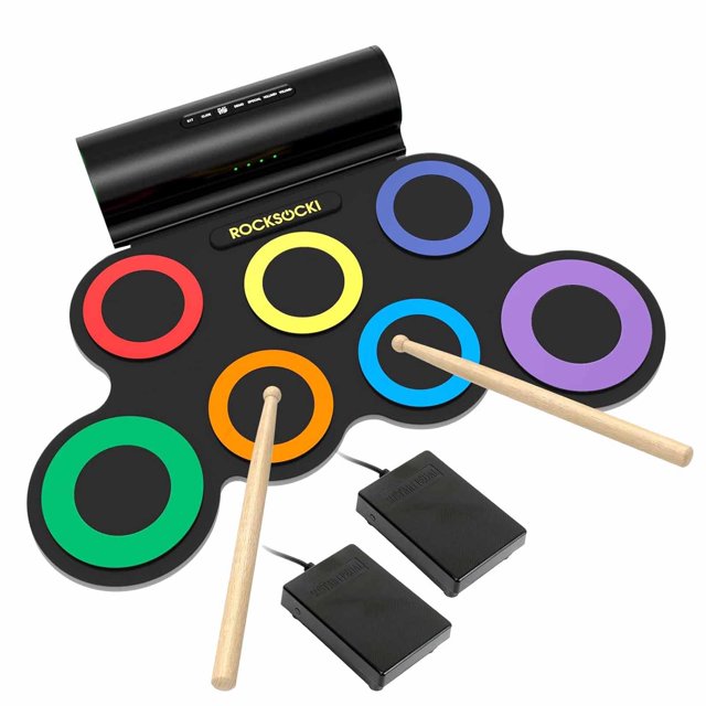 DJN Drum Set 7 Pad Electronic Drum Set With Headphone Included Roll Up Drum Pad For Kids Great Holiday Xmas Birthday Gift Toys and Hobbies Arts & Crafts & DIY toys