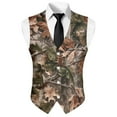 thumbnail image 5 of Yuyamidu Camo Hunting Men's Slim Fit Suit Vest Waistcoat with 3 Pockets for Business Formal Wedding Prom Brown Oak Casual Tuxedo Wear Size M, 5 of 7