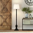 thumbnail image 3 of Evelyn&Zoe Minnie Farmhouse Floor Lamp with Fabric Shade, Blackened Bronze/White, 3 of 12