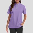 thumbnail image 5 of Women's Zip-Front Stand Collar Scrub Top – Lightweight Comfortable Top with Well-Placed Pockets Light Purple S, 5 of 5