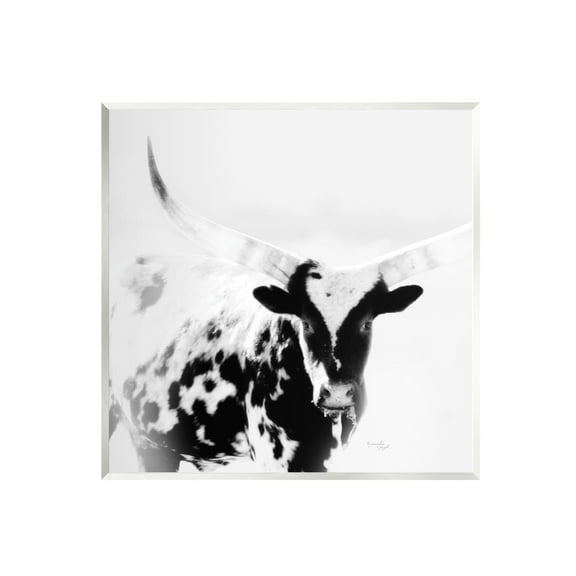 Stupell Industries Spotted Longhorn Cattle Meeting Gaze Animal Portrait Photograph Unframed Art Print Wall Art, Design by Jennifer Pugh