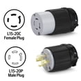 thumbnail image 2 of Female Plug End Grounded Plug Replacement, Twist-Lock 20A Amps 250V Volts, NEMA L15-20C, 4 Prong 3 Wire, Heavy Duty Commercial Grade Connectors Cord Receptacle Electrical Connector Outlet PVC, 2 of 9