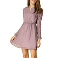 thumbnail image 3 of MODA NOVA Juniors Gilding Star Choker V Neck Long Sleeves Above Knee Dress, 3 of 7