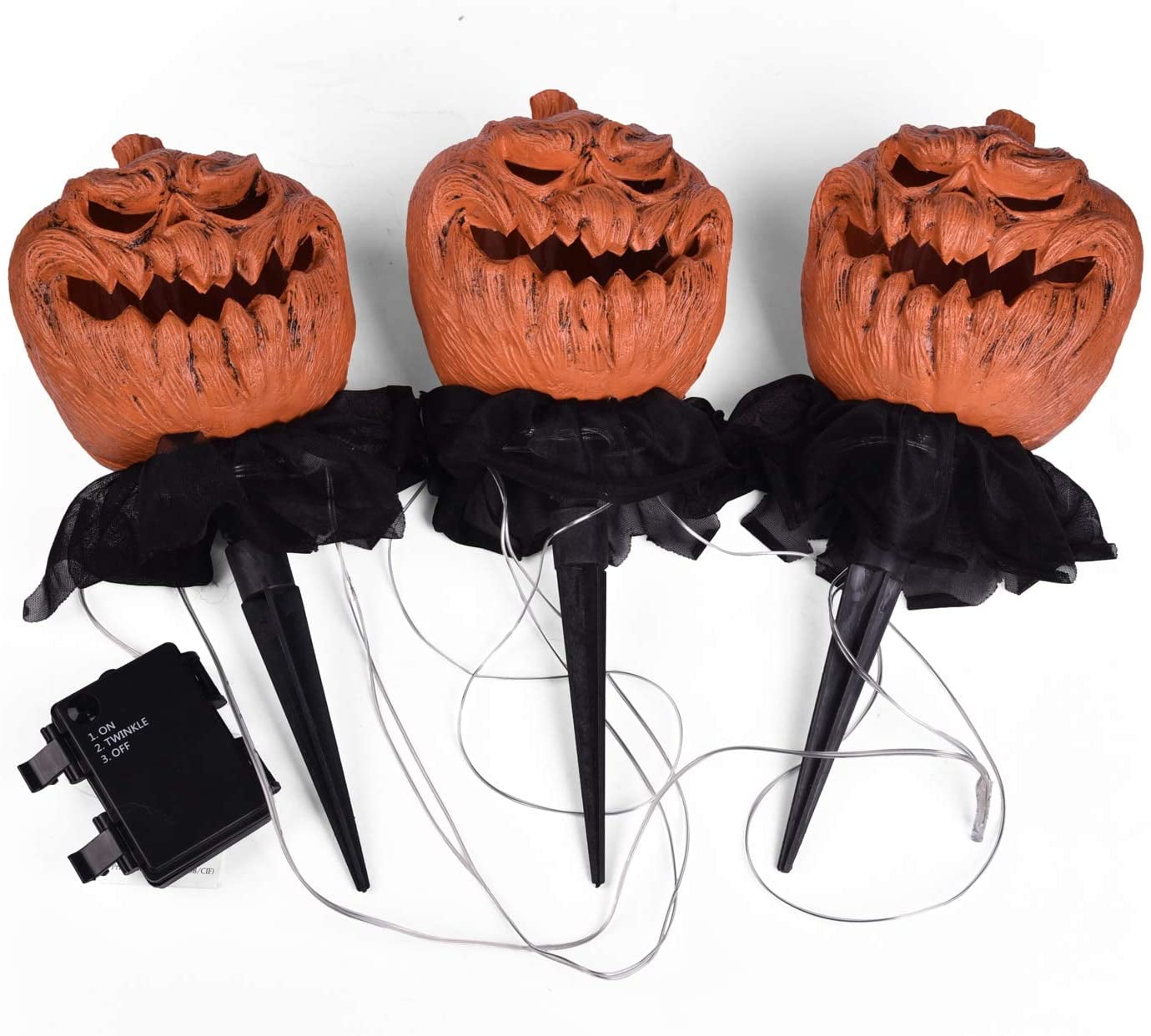 3 PCS Halloween Jack-o-Lantern Lighted Decoration with LED Lighting ...