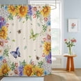thumbnail image 4 of Shower Curtain Sunflower Daisy Butterfly Bee Shower Curtains for Bathroom Decor, Waterproof Polyester Shower Curtain Set with Hooks, Extra Long 72" x 96" Spring Floral Beige, 4 of 9
