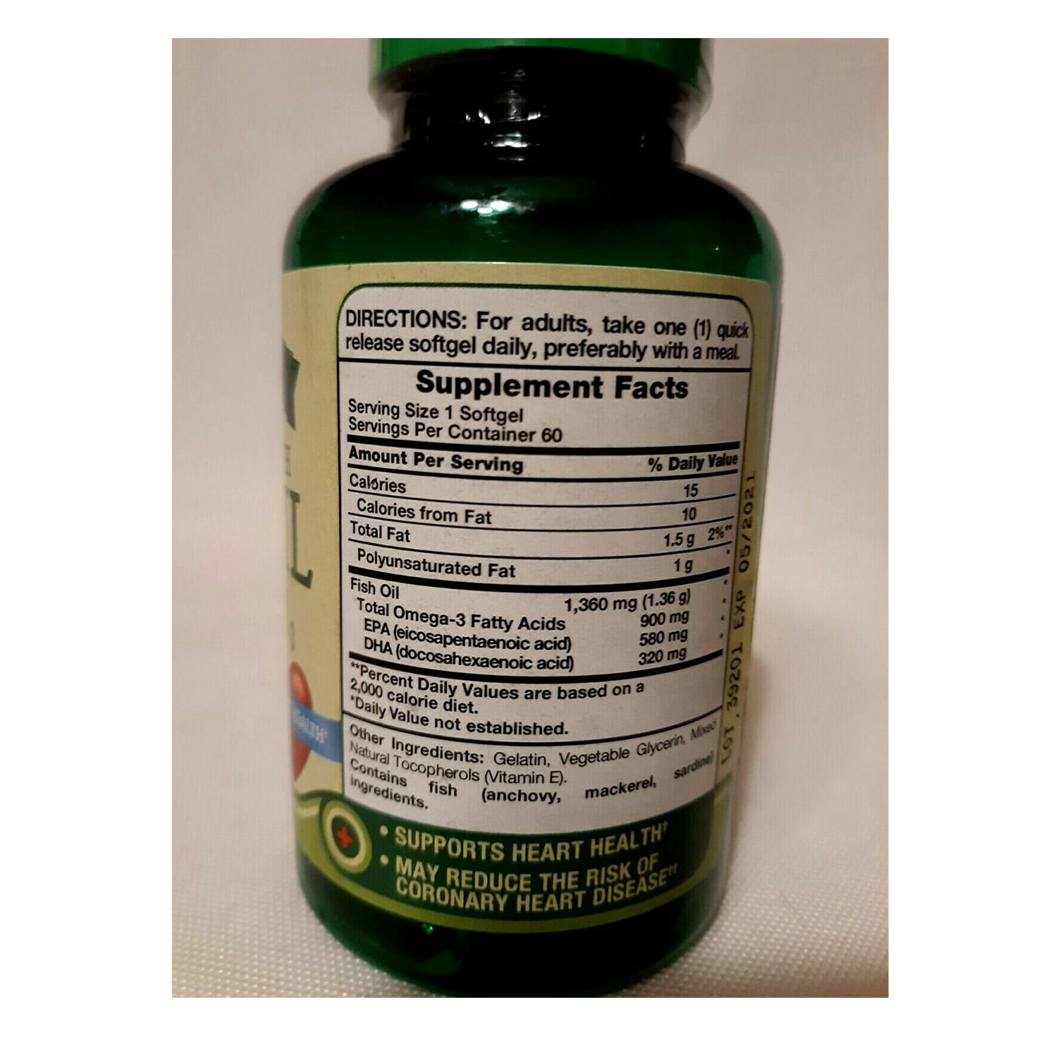 Nature's Truth Fish Oil 1360 mg Dietary Supplement - 60 Softgels, Pack of 2