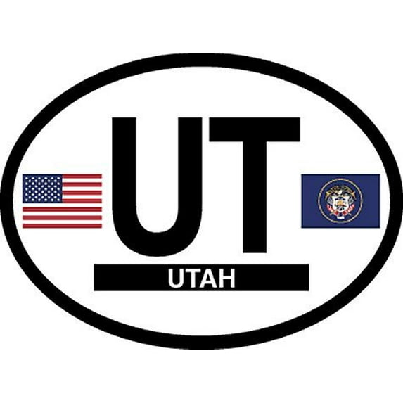 UTAH FLAG, Waterproof UV Coated, Famous Reflective OVAL Sticker DECAL , 3.5" x 4.75"