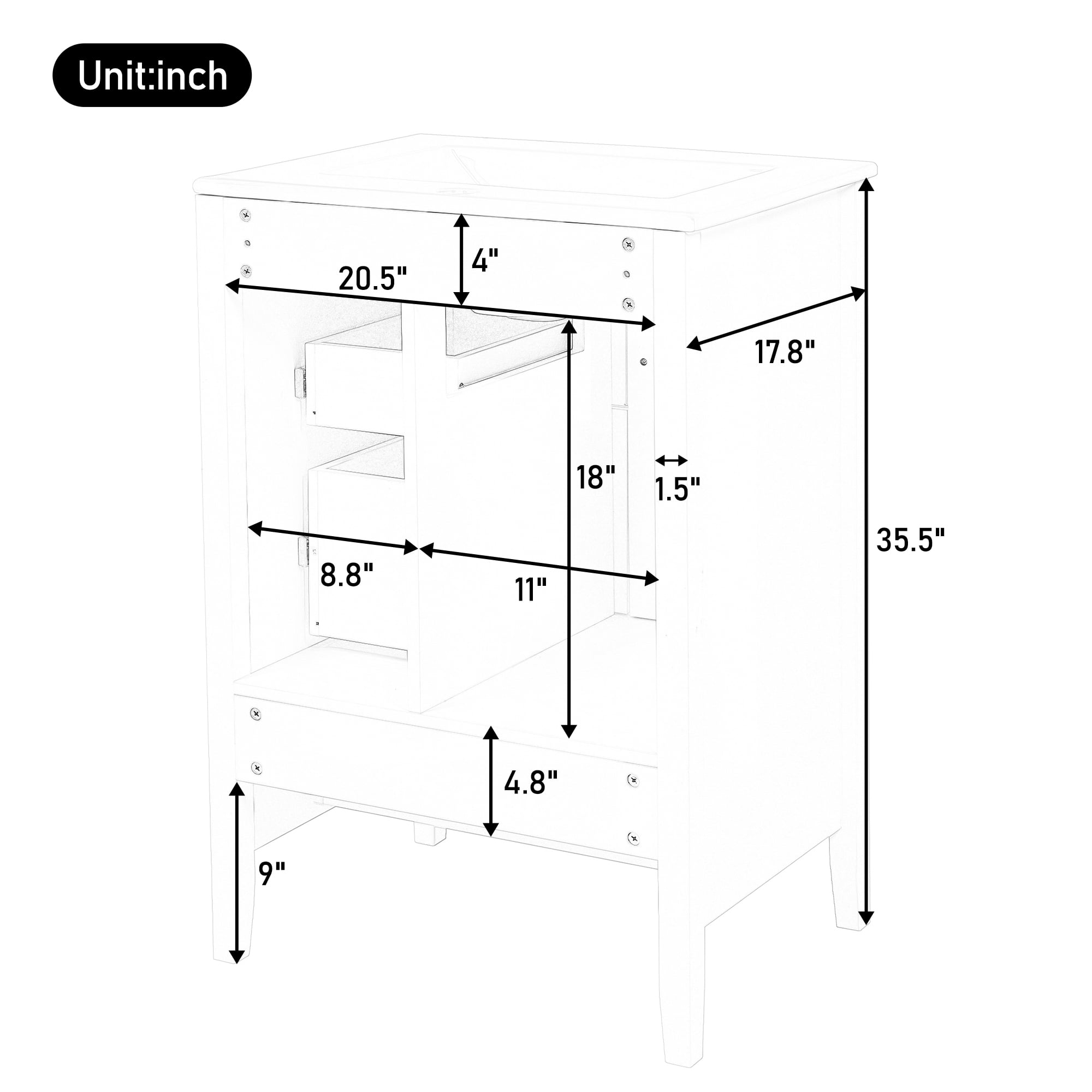 Harper & Bright Designs 24" Small Bathroom Vanity Sink Combo, Bathroom storage Cabinet with Drawers, Single Sink Bathroom Vanity with Soft-closing Door, White