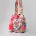 thumbnail image 2 of Bolso bohemio para mujer, bolso de lona con cordón y borla, bolso de playa de verano (rojo rosa), 2 of 8