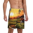 thumbnail image 2 of Fotbe Oil Painting Style Pasture Cow Pantalones Cortos de Pijama para Hombre, Ropa de Dormir, Pantalones de Pijama Cortos para Hombre-4X-Large, 2 of 6