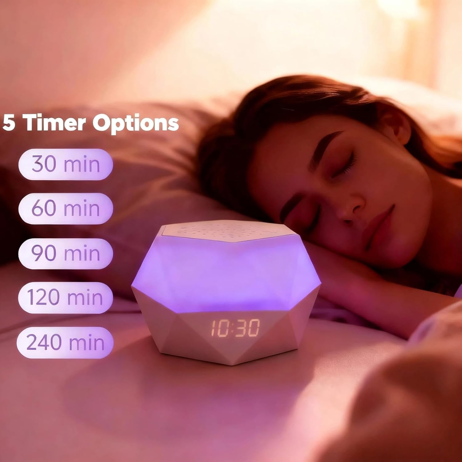 White Noise Sound Machine for Sleeping, Portable Sound Machine with 32 Soothing Sounds, 8 Night Light Colors, Timer, App Remote Control, Travel Noise Machine for Kids Adults Sleep, Yoga, Meditation