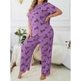 thumbnail image 4 of Womens Plus Size Pajama Soft Silky Print Set Short Sleeve Sleepwear 2 Piece Lightweight Loungewear for Home, 4 of 6
