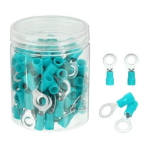 Uxcell 100Pcs Insulated Ring Terminal RV5.5-8 Battery Lugs 12-10AWG Electrical Crimp Terminals Eyelet Wire Connectors for Industrial, Electrical Wiring, Green