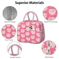 thumbnail image 4 of Farm Animal Pig Lunch Tote for Women, Cute Cartoon Watercolor Design with Floral Abstract Pattern, Reusable Insulated Cooler Bag for Office, Picnic, Travel, or School Use, 4 of 7