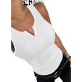 thumbnail image 2 of Langwyqu Summer Sleeveless Women Scoop Neck Slim Fit Tank Tops Buttons Low Cut Tops, 2 of 5