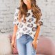 thumbnail image 4 of Blusa de manga corta con estampado de leopardo y cuello redondo para mujer a la moda Pompotops  hkajfhjk470025, 4 of 9