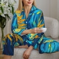 thumbnail image 6 of Rateoe Starry Sunflower Dreamscape Pattern Womens Pajamas Set Long Sleeve Sleepwear Button Down Nightwear Soft Cotton Pj Lounge Sets-Medium, 6 of 7