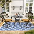 thumbnail image 7 of VIVIJASON 3-Piece Patio Furniture Dining Set, Outdoor All-Weather Cast Aluminum Bistro Set, Include 2 Swivel Chairs and 31" Round Table w/Umbrella Hole for Balcony, Lawn, Garden, Antique Bronze, 7 of 7