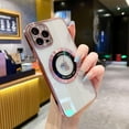 thumbnail image 6 of Compatible with iPhone 13 Pro Max Magnetic Transparent Case,Luxury Plating Bling Clear Shockproof MagSafe Case with Full Camera Len Protector for iPhone 13 Pro Max Women Girl Men-Elegant Pink, 6 of 12