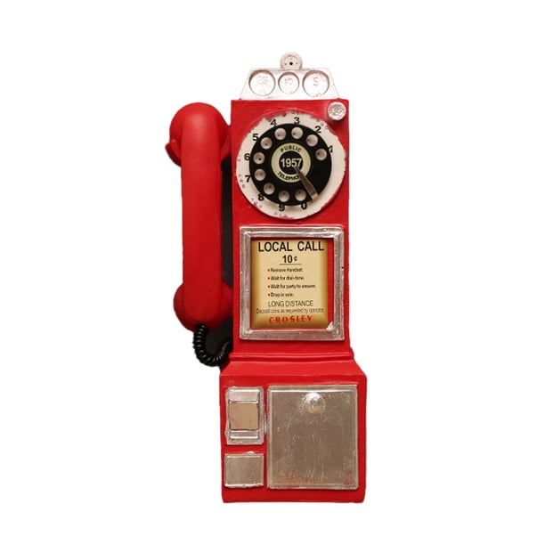 Cateissary Modelo de teléfono vintage de resina, montado en la pared del hogar, para teléfono decorativo de resina para hotel en casa y Decoración del hogar rojo