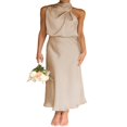thumbnail image 4 of PENGXIANG Robe Maxi en Satin pour Femmes Élégante Sans Manches Col Montant Soirée Mariage Robe Longue Formelle, 4 of 7