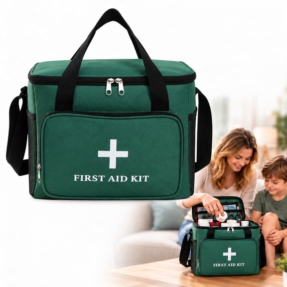 Empty First Aid Bag with Adjustable Shoulder Strap – Multi-Pocket ...