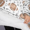 thumbnail image 3 of Oversized Wearable Blanket Hoodie,Football with Symbols Pattern Sherpa Blanket Hoodie with Super Pockets,Super Warm Fuzzy Pullover for Women & Men, 3 of 6