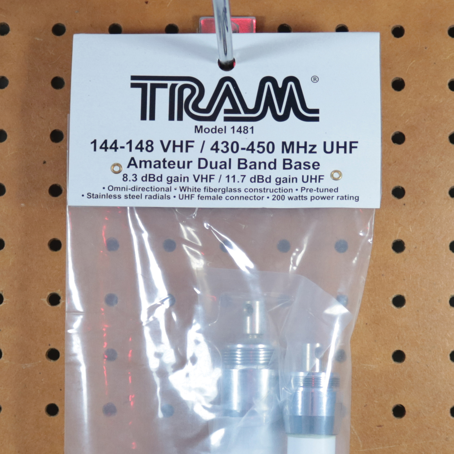 Tram 200-Watt Dual-Band 3-Section Fiberglass Base Antenna with 50-Ohm UHF SO-239 Connector, 17-Ft. Tall, White