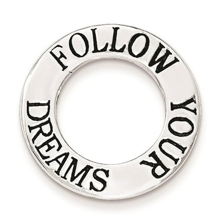 925 Sterling Silver Polished Follow Your Dreams Chain Slide Charm Pendant