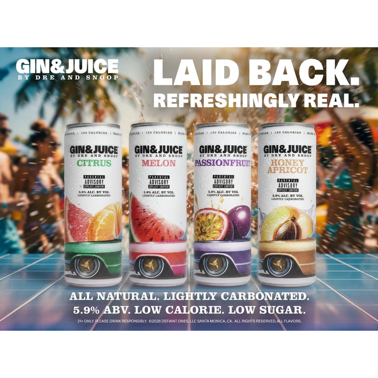 dodomi グラスシリーズ　ドリンク　12点セット Gin & Juice by Dre and Snoop Cocktail, 8 Pack 355 ml Cans, 6% ABV