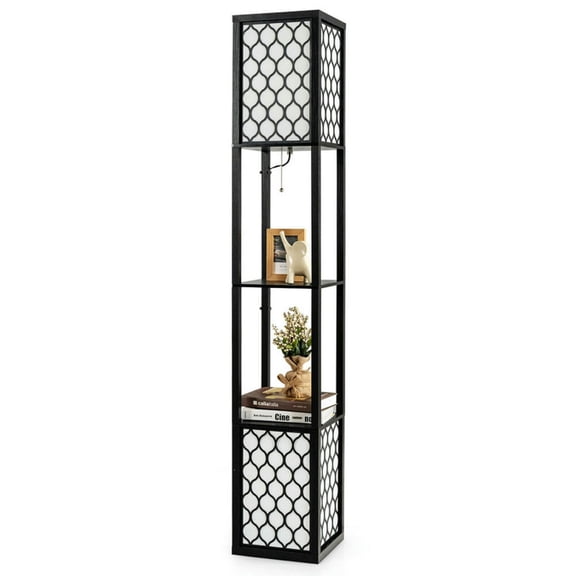 Resenkos Modern Floor Lamp, Pole Lamp,Modern Shelf Freestanding Floor Lamp with Double Lamp Pull Chain and Foot Switch
