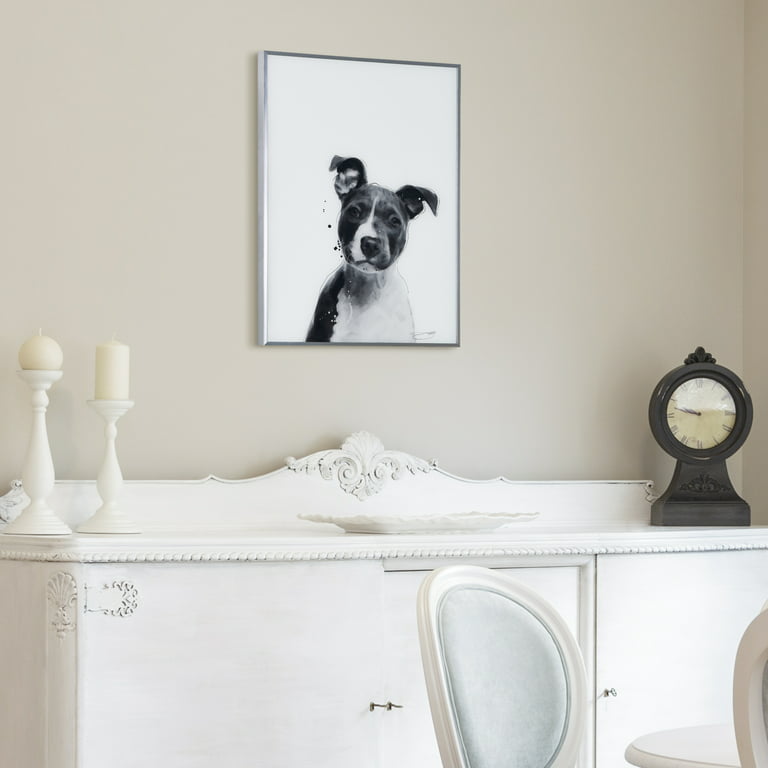 Empire Art Direct Pitbull Black and White Pet Paintings on