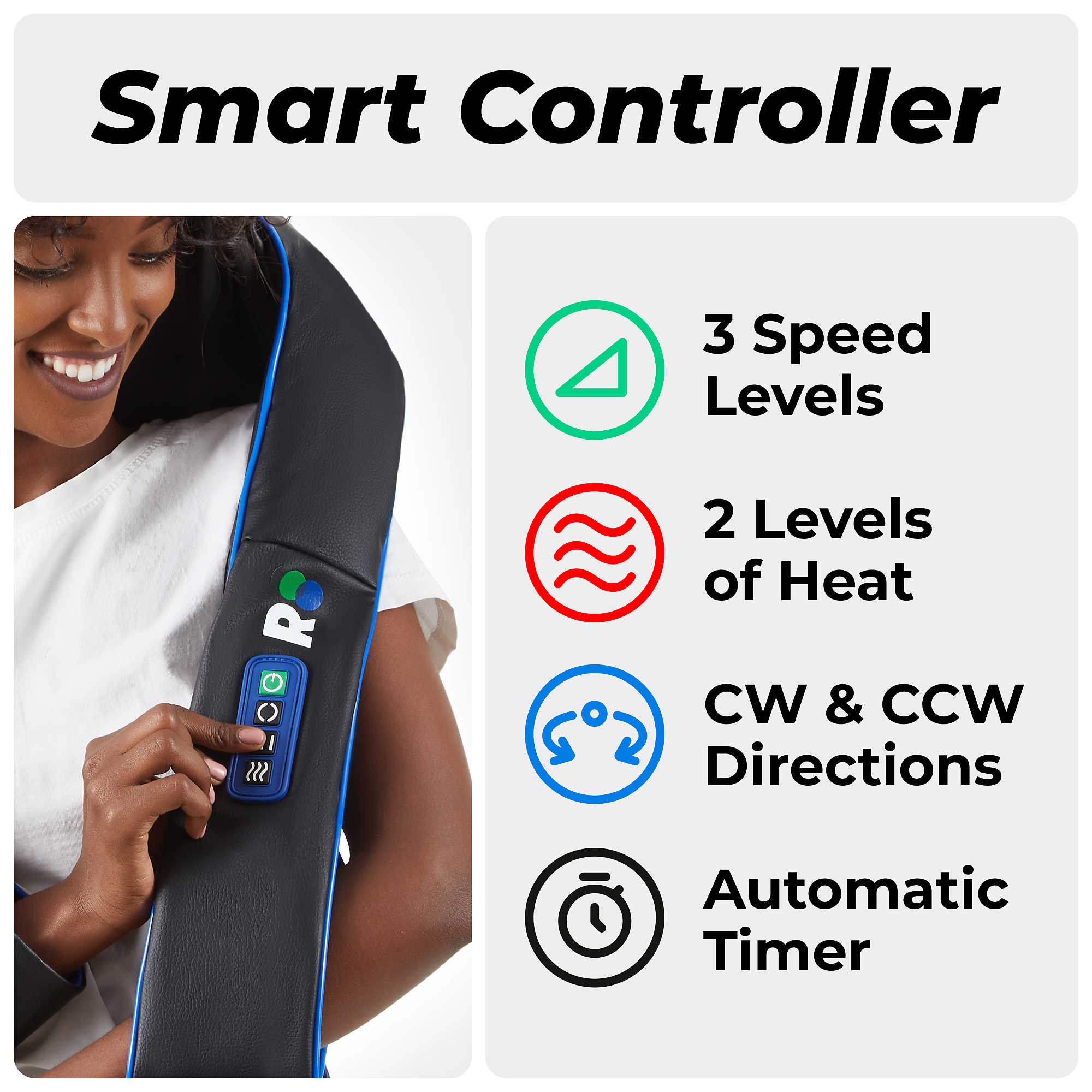 REATHLETE NECKA Electric Shiatsu Back and Neck Massager with Heat for Pain Relief