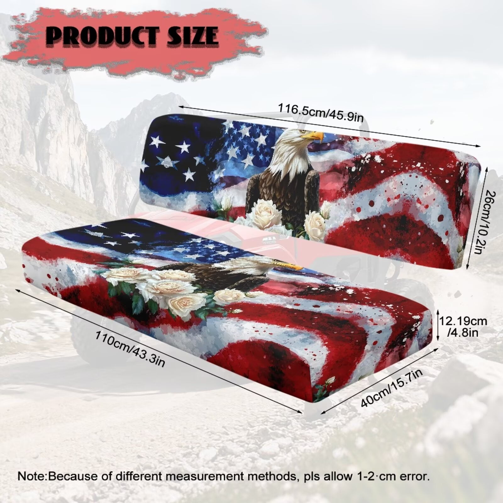 Uorisanigo UTV Seat Cover for Kawasaki Mule 3000 3010 3020, Anti-Scratch American Flag Eagle Seats Cover Protection for Mule Seat Accessories Parts Windproof All Weather Anti UV