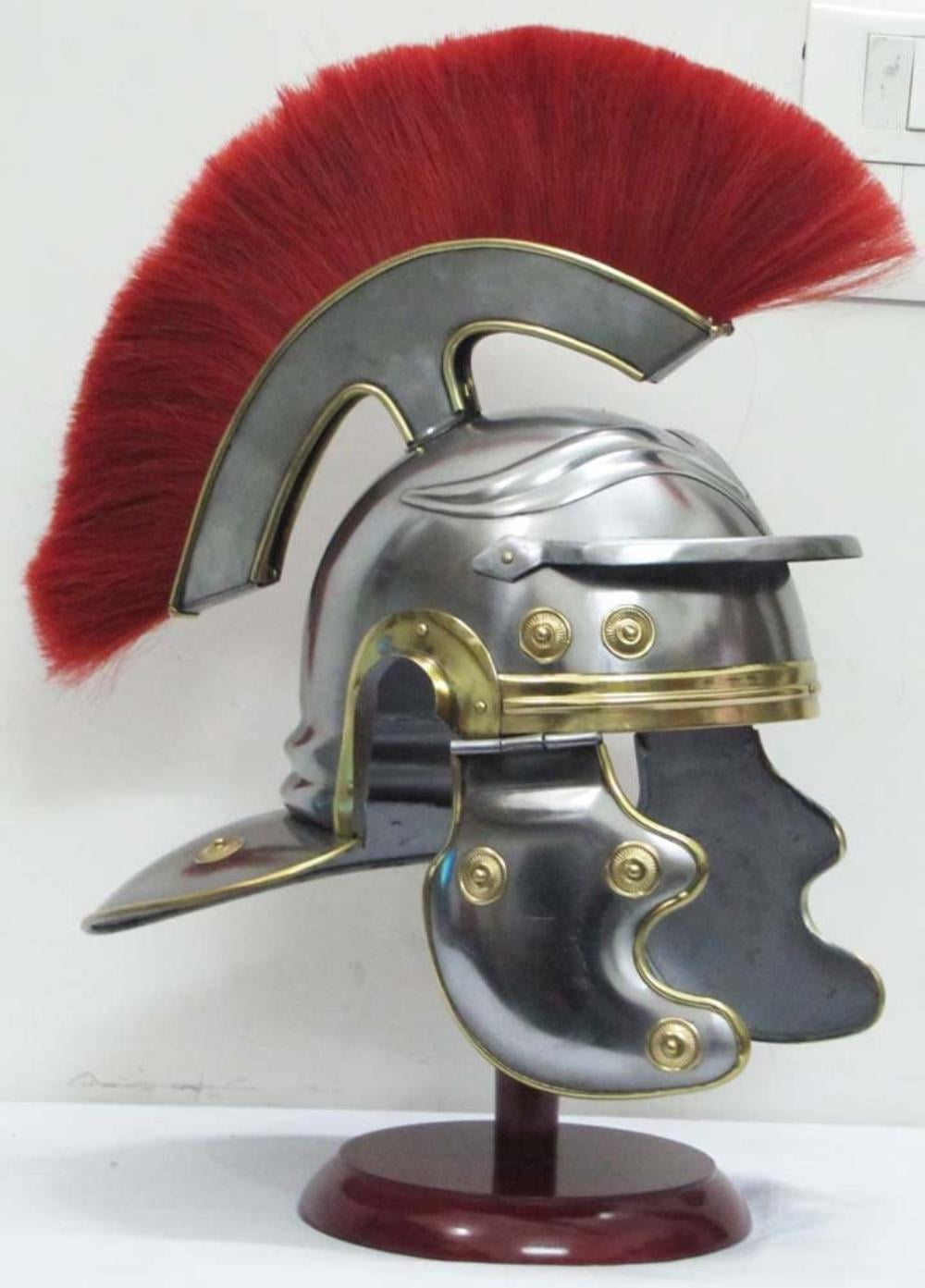 Medieval Historical Armor Adult Size Roman Officer Centurion Helmet With Stand 