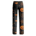 thumbnail image 5 of Domzest Halloween Pajama Pants for Women Wide Leg Halloween Graphic Sleepwear Drawstring Elastic Waisted Funny Pajama Bottoms Saffron S, 5 of 5