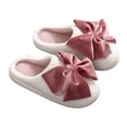 thumbnail image 2 of Bow House Slippers for Women Ladies Bowknot Comfy Fuzzy Bedroom Slippers Bride Wedding Indoor Outdoor Memory Foam Shoes, 2 of 9