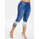 thumbnail image 4 of Talla grande 3D Jean Imprimir Getgings Rosegal  Leggings de talla grande, 4 of 5