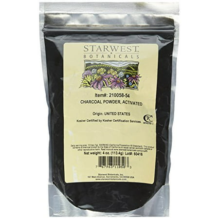 Starwest Botanicals FOOD GRADE US Hardwood Activated Charcoal Powder, 4 Ounces