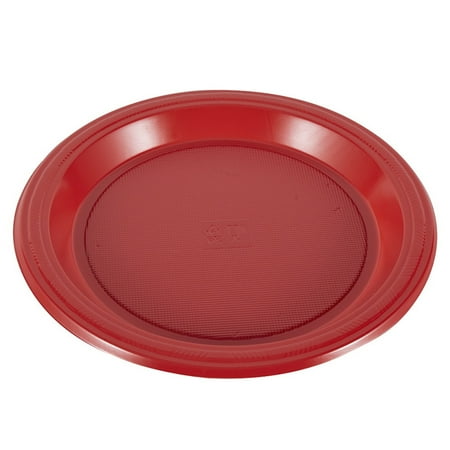 

Nvzi-a 20Pcs 7in Plastic Dinner Plates Disposable Plates Bulk Pack Party Plates for BBQ Picnic Parties Travel and Events Microwavable Recyclable（Red B）