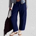 thumbnail image 3 of GXIPO Womens Mid Rise Cord Barrel Jeans Casual Baggy Wide Leg Corduroy Cropped Ankle Pants with Pockets Dark Blue L, 3 of 7
