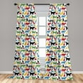 thumbnail image 5 of Ambesonne Cats Curtains, Colorful Cats and Dogs, Pair of 28"x63", Multicolor, 5 of 5