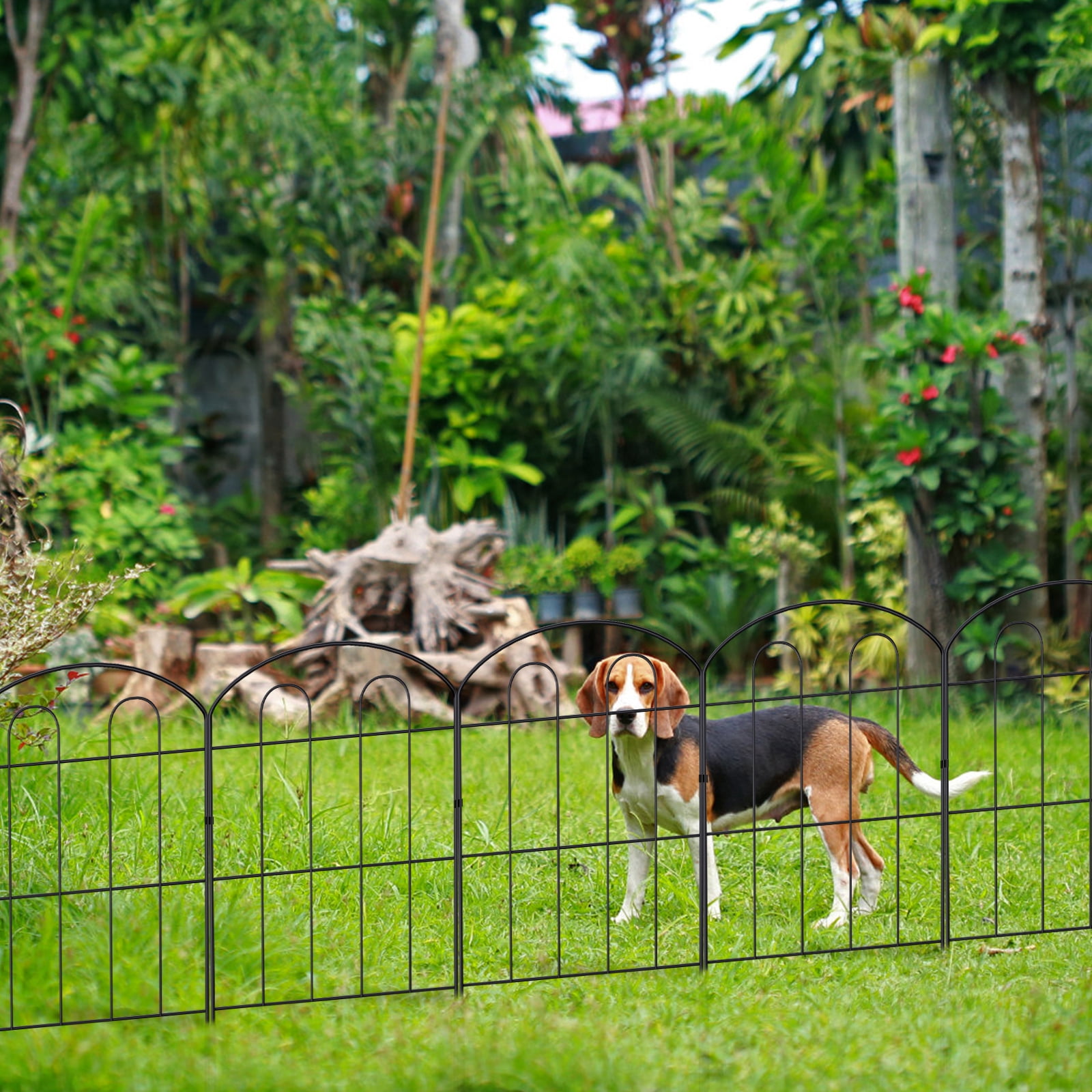 Oumilen 28 Pcs Decorative Garden Fence, 24" (H) x 30FT (L) Metal Patio Ground Fence Outdoor