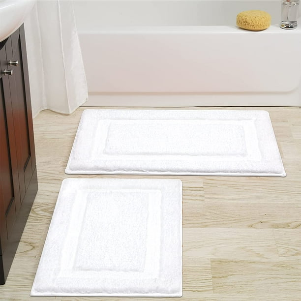Juego de alfombras de baño SHACOS, 2 unidades, tapetes de baño absorbentes de color blanco
