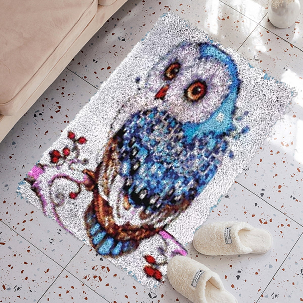 Latch Hook Kits for Kids and Adults, Elegant Owl | Carpet Making Crochet Kits Embroidery Kits Needlework Crafts for Home Decor, 60X42CM