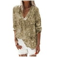 thumbnail image 1 of Birdeem Blouse à Manches Longues Décontractée à Col en V Imprimée pour Femmes, 1 of 4