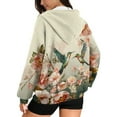 thumbnail image 2 of Renewold Hummingbird Floral Womens Oversized Zip Up Hoodies Fashion Hooded Pullover Jackets Sweatshirts Long Sleeve Y2K Hoodies Fleece Sweaters Hooded Cardigan Fall Winter Clothes, XS, 2 of 7