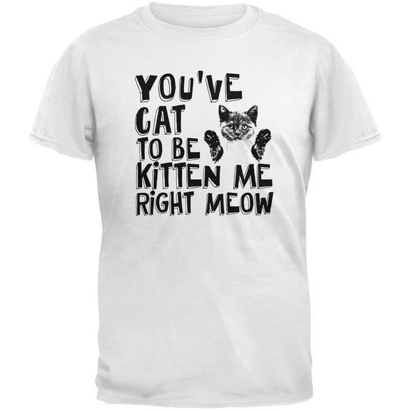 You've Cat To Be Kitten Me Right Meow White Adult T-Shirt - Small
