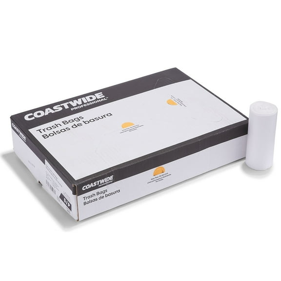 Coastwide Professional 12-16 Gallon Trash Bag 24" x 33" High Density 13 mic Natural 500 Bags/Box